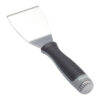 ProDec Pole Scraper Bent Head 3" laying flat handle to blade – high-carbon steel blade scraper for removing grout, sealant, paint, and flooring by hand or with an extension pole.