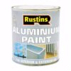 Rustins QD Aluminium Paint 250ml tin – fast-drying silver paint for metal and wood, suitable for interior and exterior use.