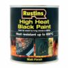 Rustins High Heat Black Paint 250ml – Heat-resistant up to 600°C, ideal for BBQs, stoves, and fireplaces.