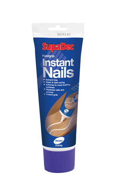 SupaDec Instant Nails 300g – solvent-free grab adhesive for strong interior bonding of skirting boards, trims, and wall panels.