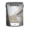 Ronseal 3 in 1 Basecoat white 5L tin showing covers hairline cracks, obliterates bold colours, and seals new plaster
