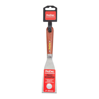 ProDec Scale Tang Professional Scraper with 2 inch steel blade and wooden handle.